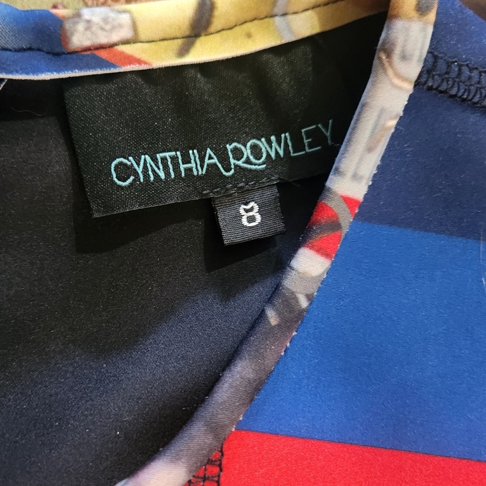 Cynthia Rowley Graphic Collage Sheath Dress with Blue Accents - Picture 8 of 9